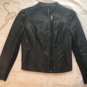 2piece set!Faux leather dress & jacket.Dress has faux leather strips down sides